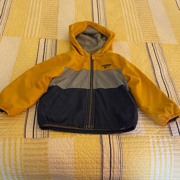 Toddler boys OshKosh jacket. Dark yellow, gray, navy color. - Picture 1 of 7